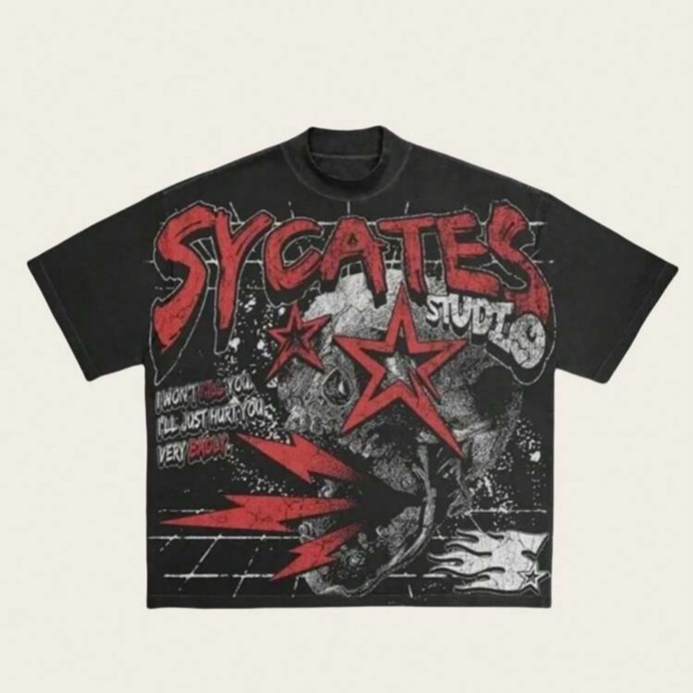 Edgy Black and Red Graphic Tee